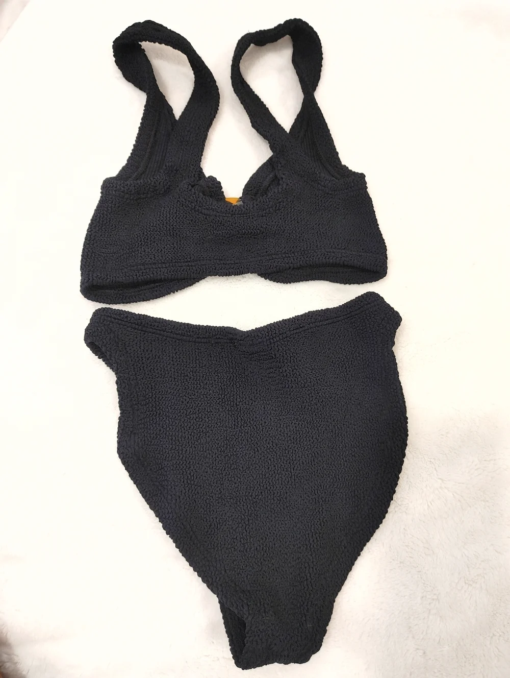 HUNZA G Black Stretch Nylon Nadine Bikini One Size SW1